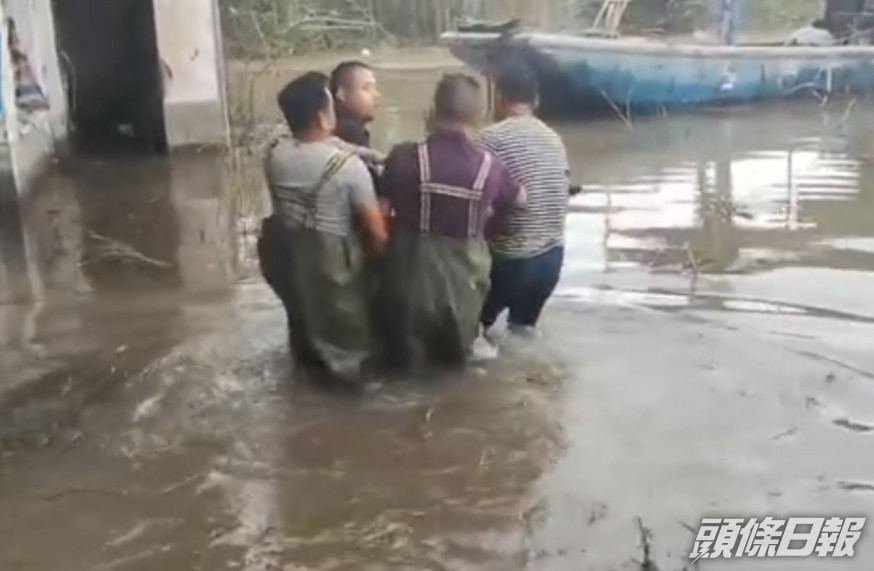 被困麋鹿在志願者幫助下已遷徙到高地。網上截圖