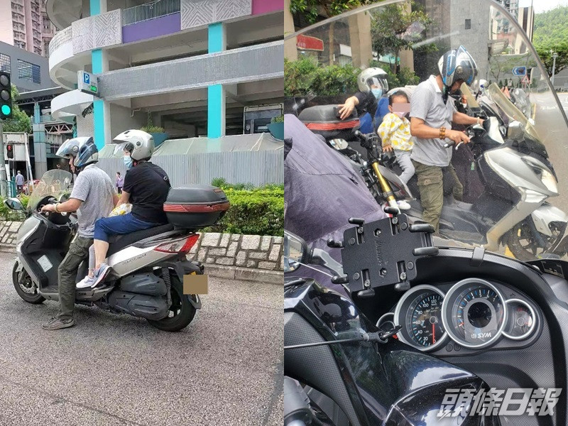 幼童無戴頭盔,男子也沒有佩戴口罩。FB圖