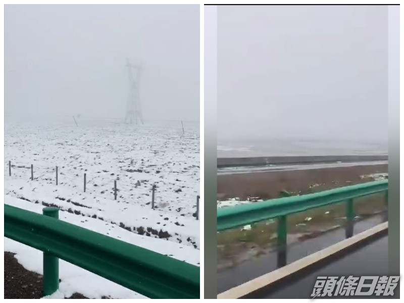 清水河鎮出現罕見的降雪天氣。網圖