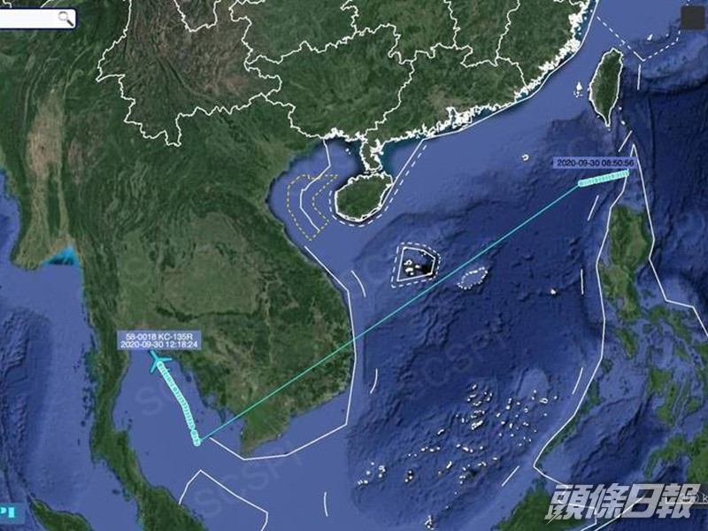 SCSPI在網上發放美國軍機飛行路線圖。twitter
