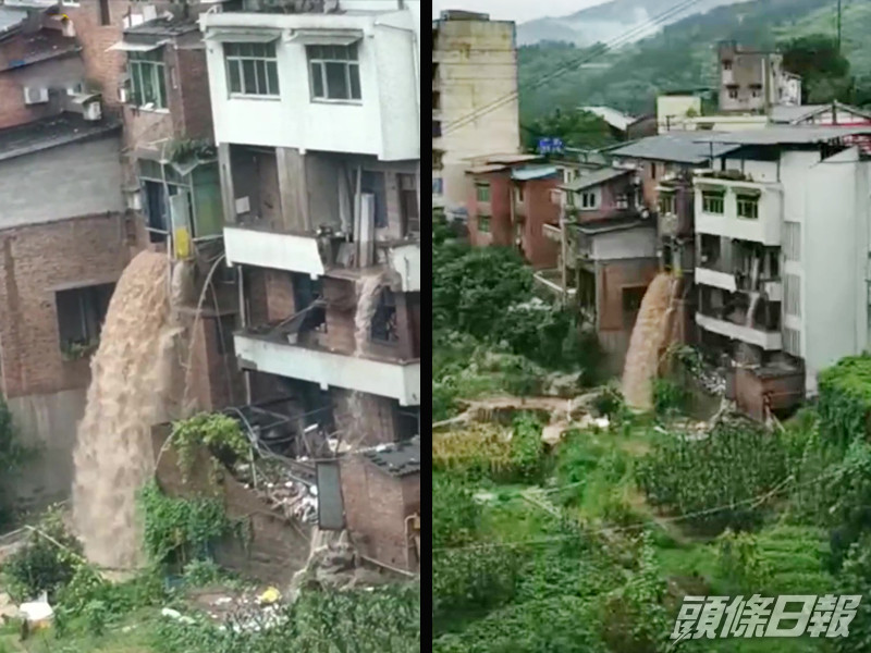 重慶大暴雨致民宅露台變瀑布。(網圖)