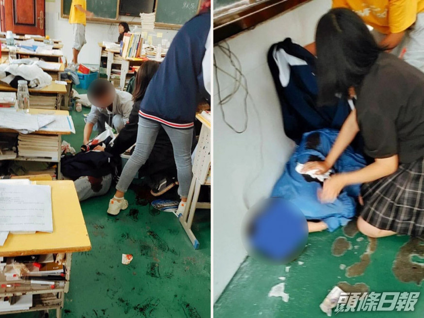 湖北一名高中男生在校內殺死兩名女生。(微博圖片)