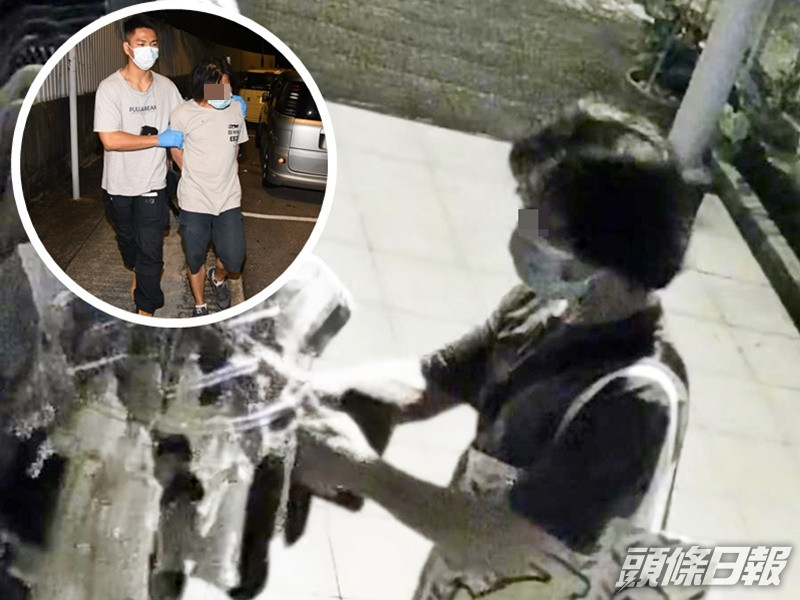 「天眼」於9月8日拍到犯案經過。小圖右為被捕男子。