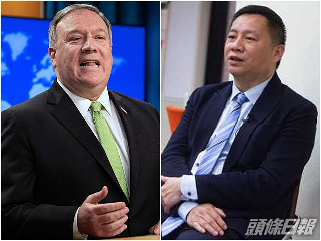 蓬佩奧(左)罕有地在國務院會見包括王丹等當年民運參與者。