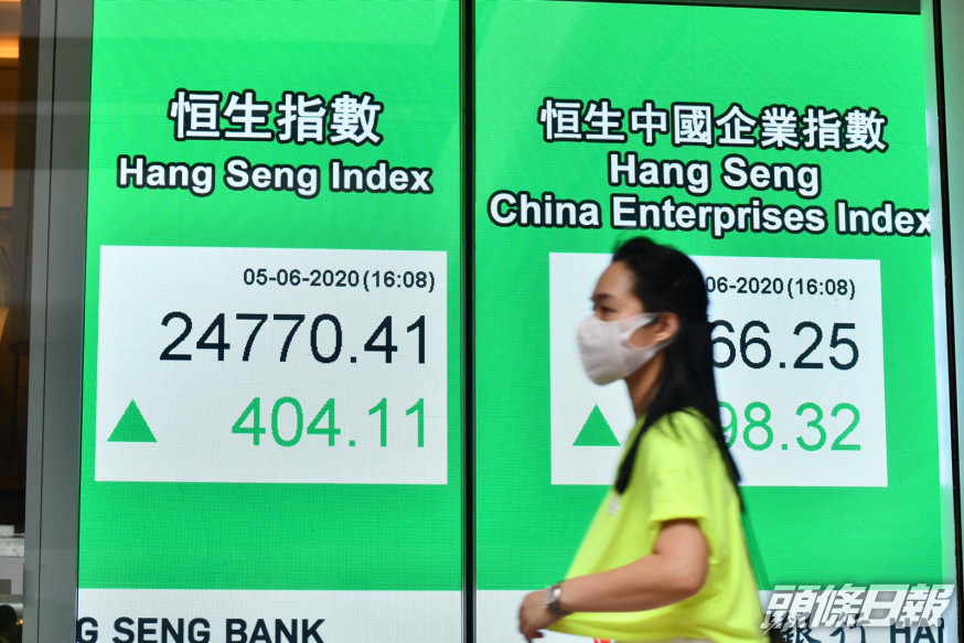 資金流入下,令港股克服「六絕」陰霾,恒指連續五天上升。褚樂琪攝