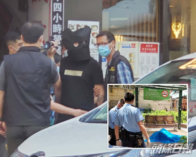 早上警方帶同疑犯登上涉事單位,並帶同一個假人用作案件重組。 蔡楚輝攝及資料圖片