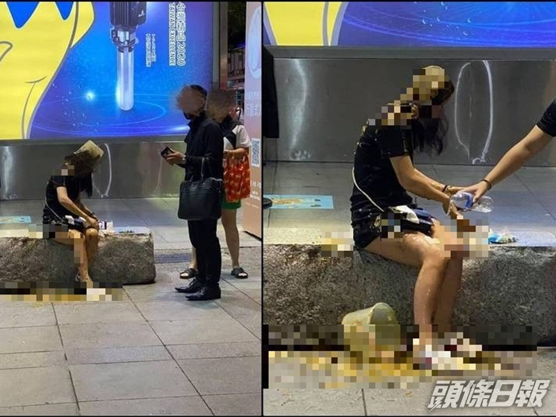 女子在威秀影城中庭被人淋糞。fb