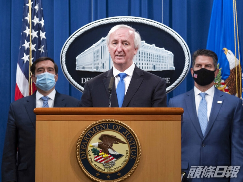 美國司法部副部長羅森指,涉事5人為中國黑客組織「APT41」的成員。AP圖片