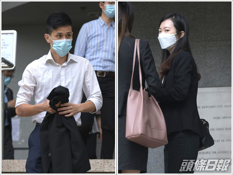 警員朱冠強(左)及被告郭麗芬(右)。