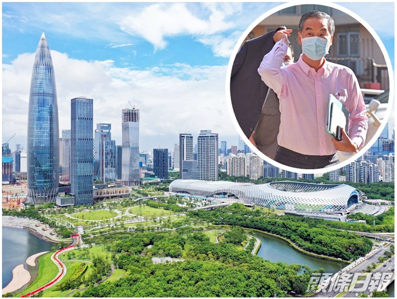 梁振英(小圖)指深圳的實力無容置疑。大圖為新華社資料圖片