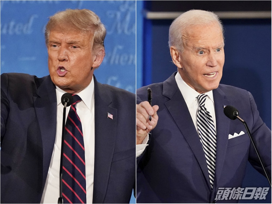 美國總統大選辯論昨日(29日)晚上開始,CNN民調指六成人覺得拜登(右)表現優勝於特朗普(左)。AP圖片