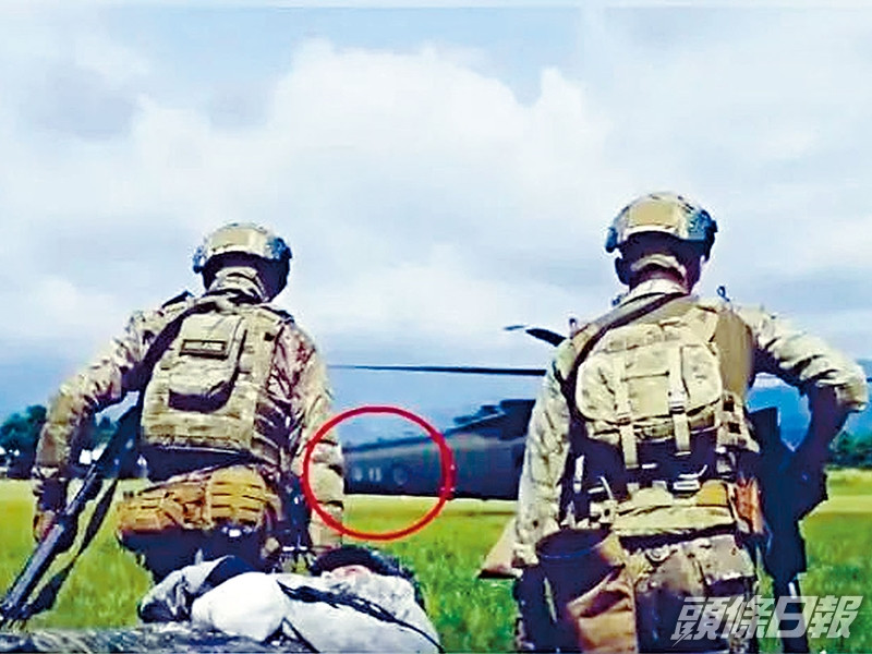 美軍宣傳片中,直升機機身有「陸軍」字眼及「中華民國國徽」。