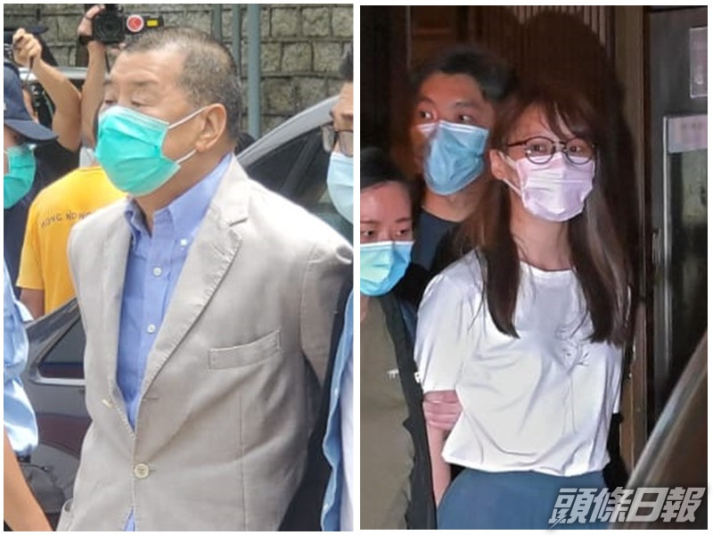 周庭(右)涉及營運「我要攬炒」;黎智英(左)涉提供資助。