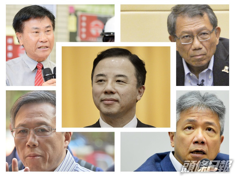 鄭國漢(左上)、段崇智(右上)、張仁良(右下)、滕錦光(左下)、張翔(中)。資料圖片