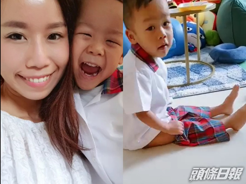 自己穿校服。小鐵漢媽媽FB
