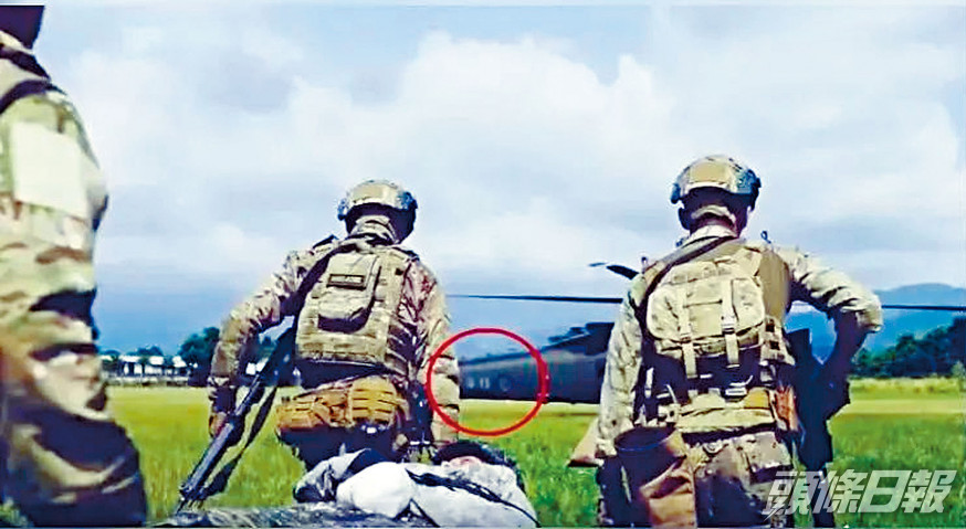 美軍宣傳片中,直升機機身有「陸軍」字眼及「中華民國國徽」。