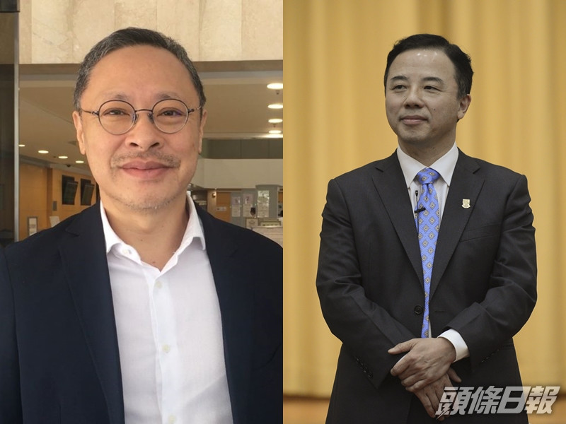 香港大學教師及職員會促校長張翔(右)解釋解僱戴耀廷(左)決定。 資料圖片