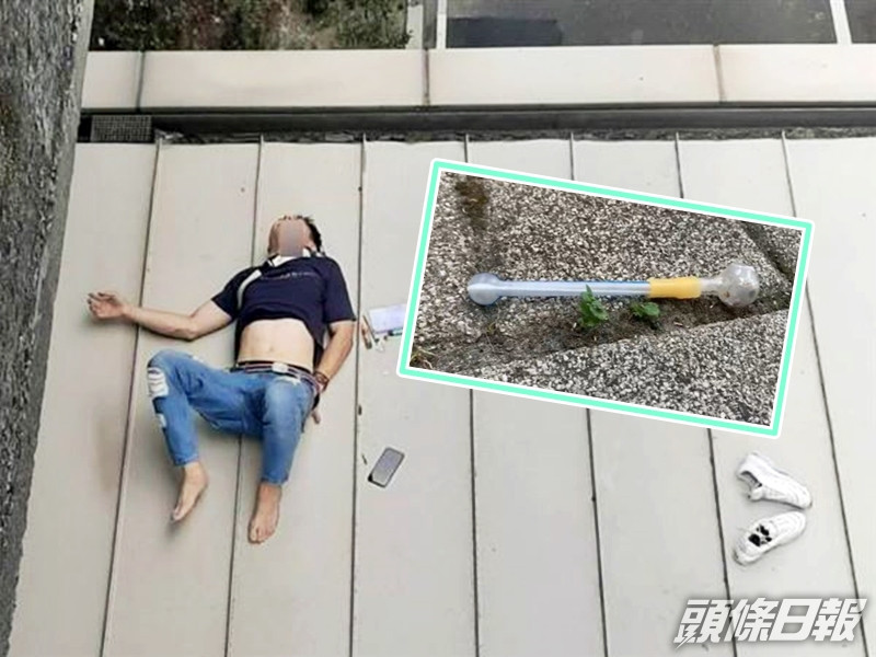 台灣一名男子因怕被警方發現自己吸毒,竟將吸毒工具丟下行車天橋,並自行跳橋。網上圖片