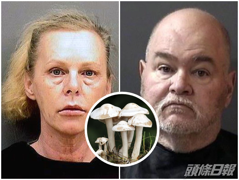警方在死者妻子(左)的手機中,找到有關毒菇搜尋紀錄,又發現其家族好友協助殺人。網圖