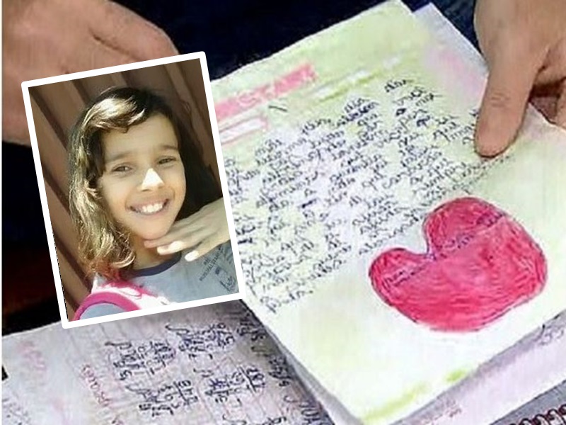 巴西11歲女童Perolla Pires生前所寫下的300頁日記裡,記載著她遭到虐待的過程。網圖