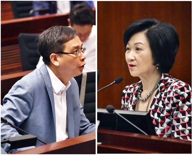 葉劉淑儀(右)擊敗葉建源當選教育事務委員會主席。