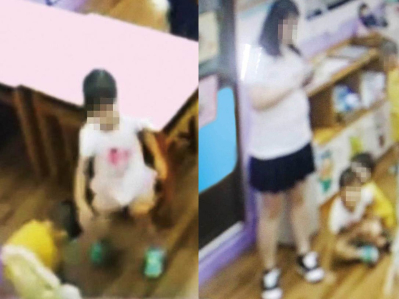 台灣3歲女童遭男同學欺凌壓地後,下體出血及流血尿,幼稚園老師事發全程用手機,毫不知情。(網圖)