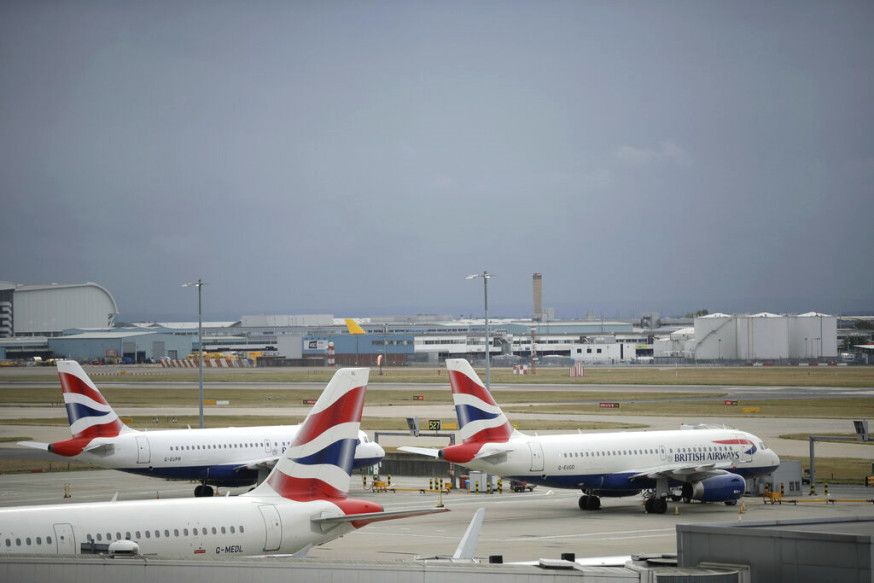英國航空機師罷工。AP圖片