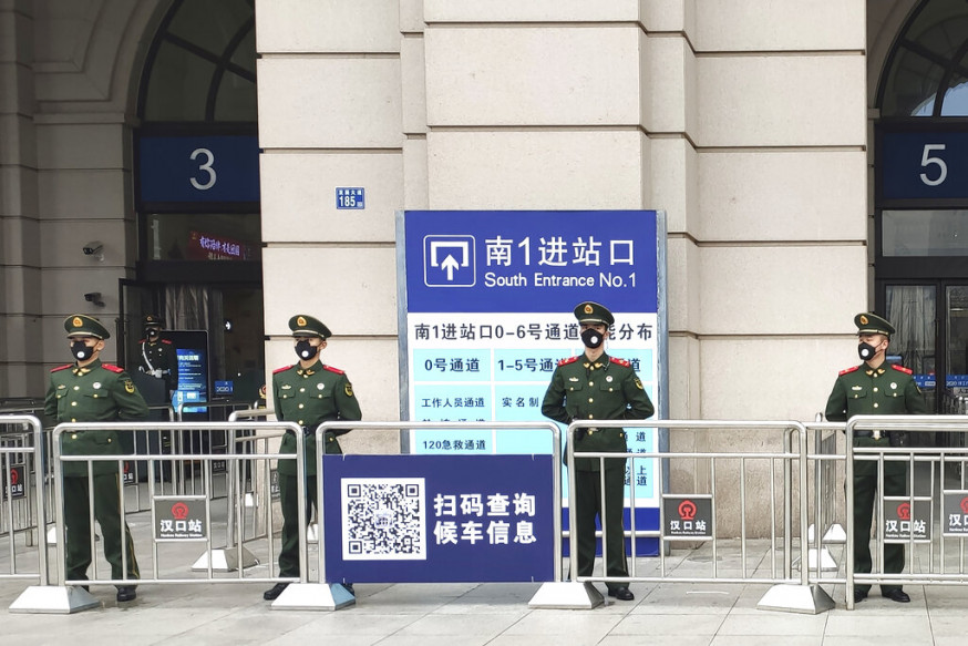 湖北武漢市第一個宣布封關,隨後其他湖北城市也陸續宣布封關。AP資料圖片