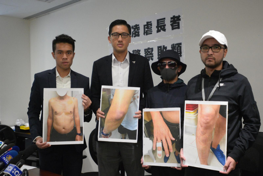 民主黨林卓廷接獲長者投訴指,有軍裝警員向長者濫用私刑。