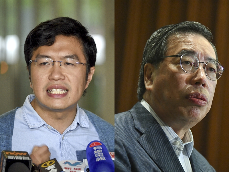 區諾軒反駁:「你都唔畀我講」,梁君彥則回應稱:「我就係唔畀你講」。資料圖片
