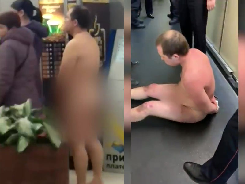 一名38歲俄羅斯男子準備登機時,竟然脫光身上衣服硬闖登機橋,遭到警方及時阻止被制伏在地。(網圖)