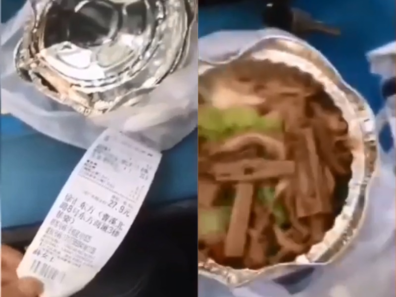 不滿食客要求送上樓,外賣男連吐4次口水落食物報復。影片截圖