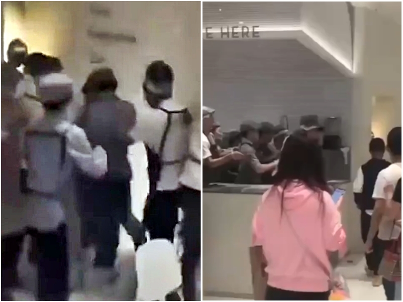 店員和外賣員發生肢體衝突,扭打在一起。(網圖)