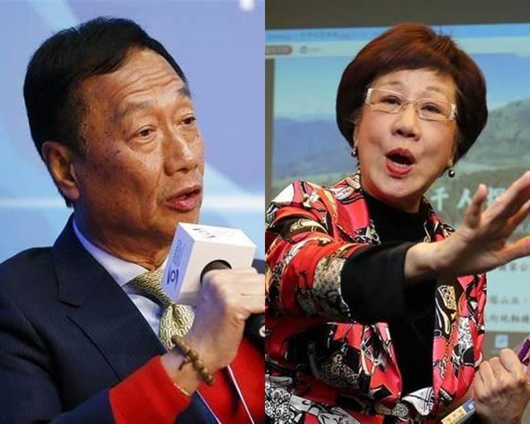 郭台銘(左)宣布棄選,而呂秀蓮則參選,令2020總統大選出現變數。