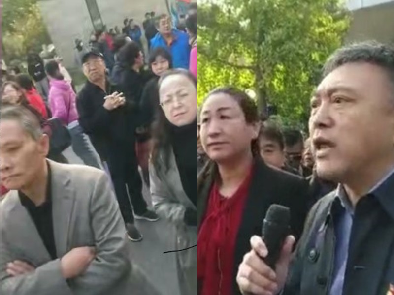 過千香堂村業主圍堵鎮政府,要求一個合理的解釋。網圖