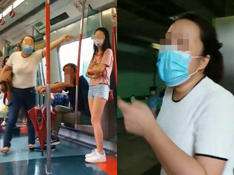大媽指罵少女,口罩滑落露出鼻。香港突發事故報料區FB影片截圖
