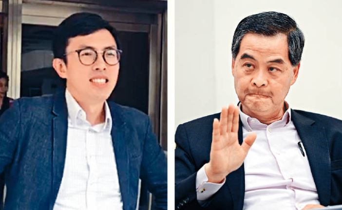 吳文遠(左)發起眾籌登廣告反擊梁振英(右)後,遭對方舉報。