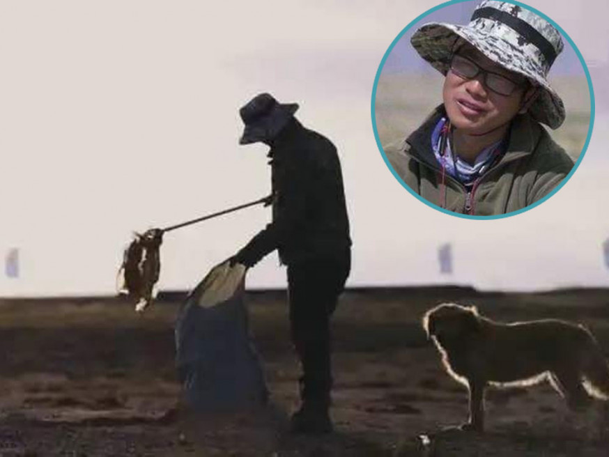 武相宏辭工網貸去可可西里撿垃圾被質疑炒作,回應稱希望影響更多人。(網圖)