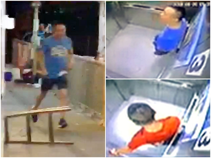 男子行兇時所穿著藍色上衣,其後換上一件紅色衣服。網上影片截圖