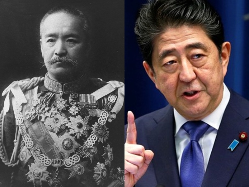 日本首相安倍晉三(右)累積任日數今天與前首相桂太郎看齊,明天將成為在任最長首相。資料圖片