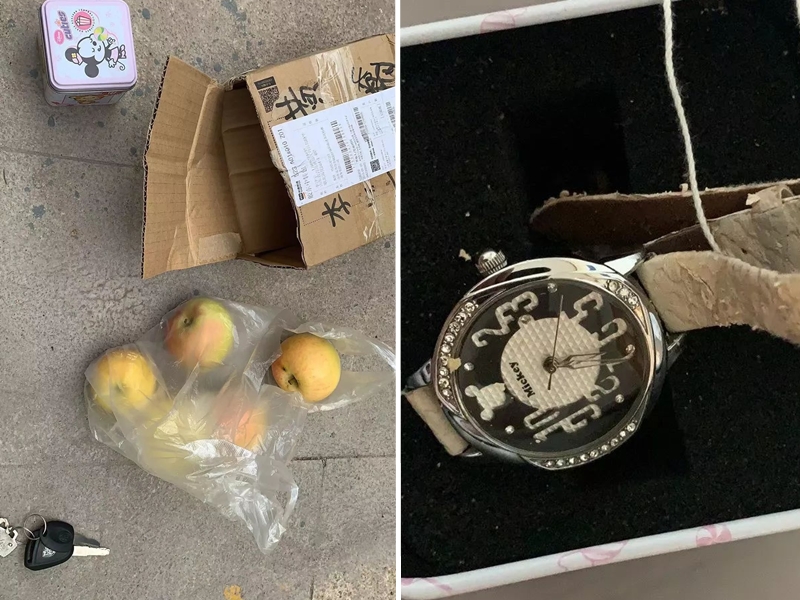 山東一名男子網購二手蘋果手錶,其後收貨竟收到4個蘋果和一塊兒童手錶。 網圖