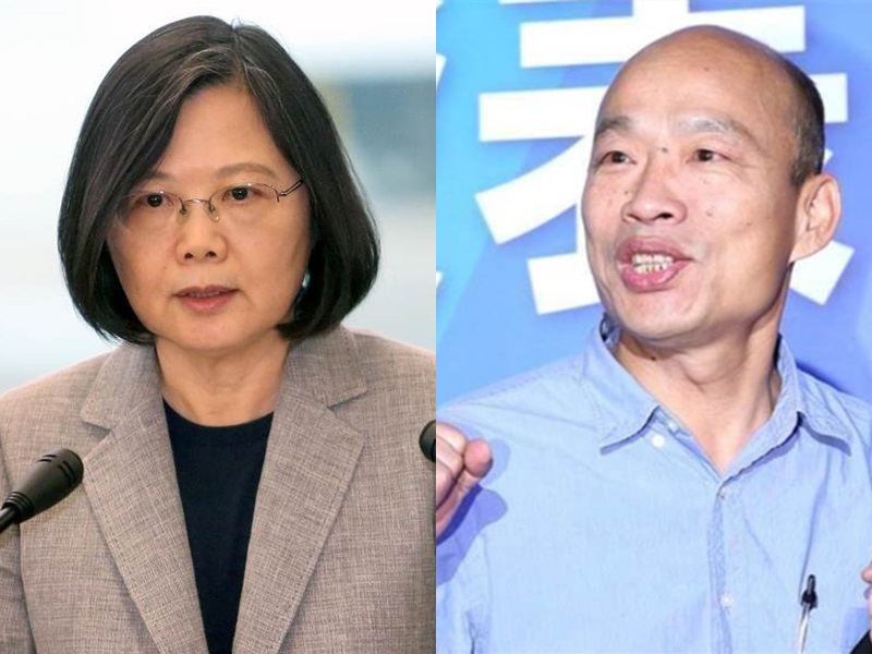 最新民調,韓國瑜的支持度逼近蔡英文。網圖