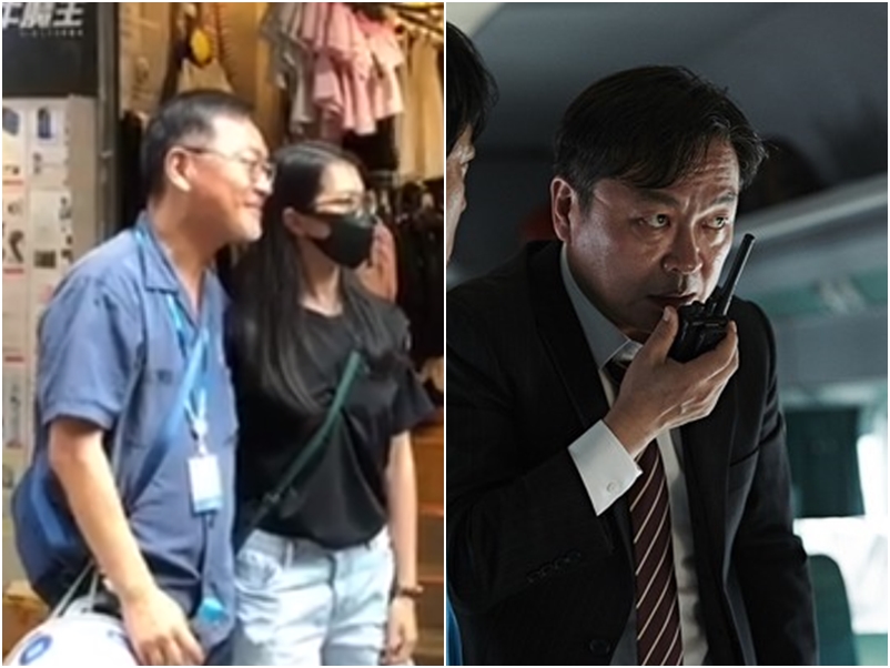 金義聖與途人合照。香港恒生大學學生會編輯委員會FB影片截圖(左)
