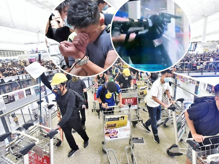 警員昨晚協助疑似公安男子上救護車時,與示威者爆發衝突,其間有警員拔槍戒備。