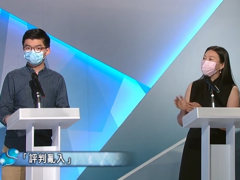 黃之鋒與林琳辯論。港台圖片