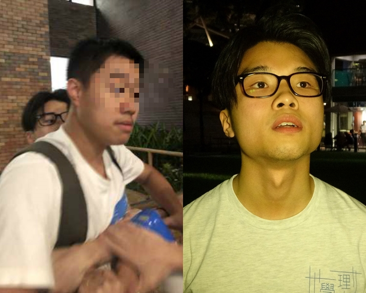 被告陸睿昭(左)涉拳毆理工大學學生會署理會長胡國(右)。 資料圖片