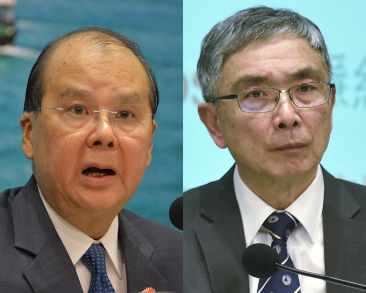政務司司長張建宗(左)和署理財政司司長劉怡翔(右)。 資料圖片