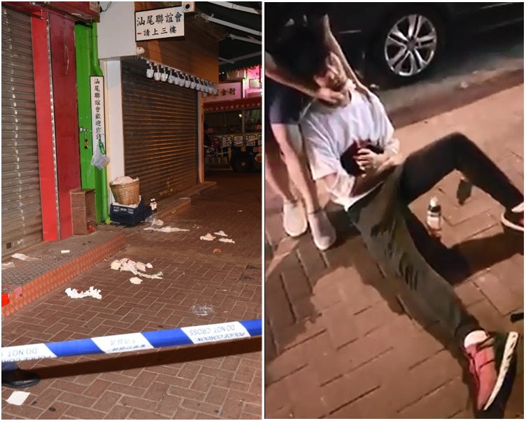 其中一名傷者腹部中刀倒地。資料圖片
