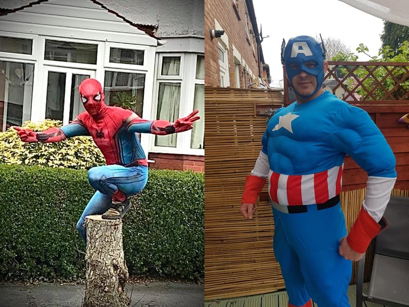 英國有武術老師與友人扮演英雄人物,為居民及孩童解悶。Stockport Spider-men Facebook