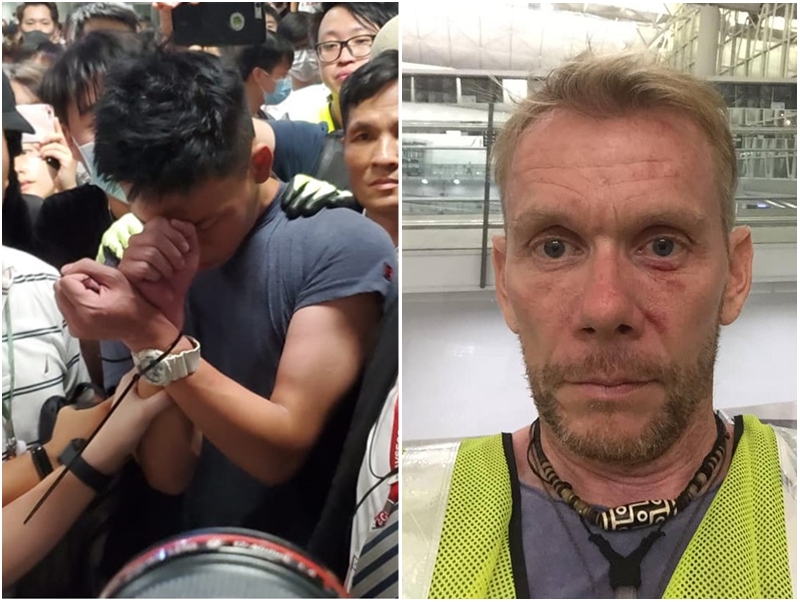 Richard Scotford(右)上前保護該名男子(左)。